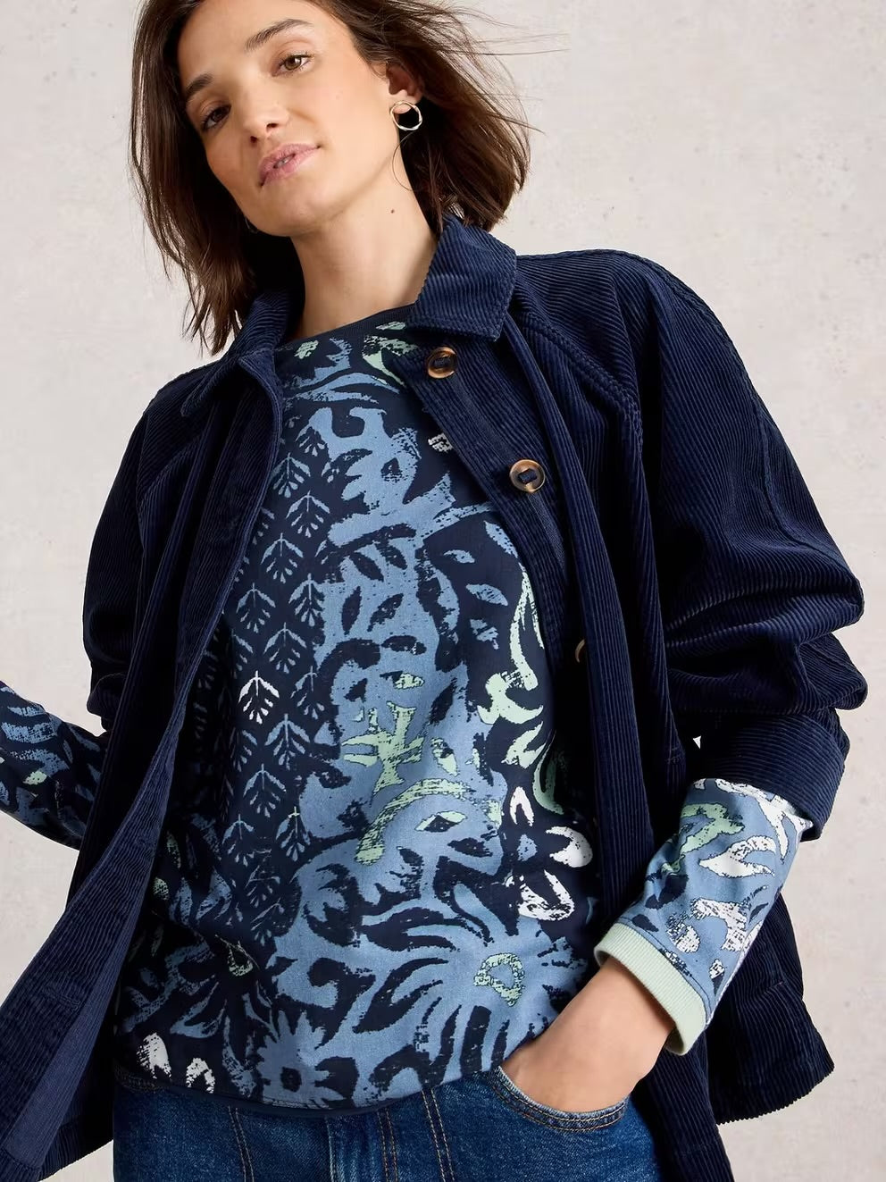 White Stuff Womens Eden Cord Jacket 444233 Navy Clothing UK8 / Navy,UK10 / Navy,UK12 / Navy,UK14 / Navy,UK16 / Navy,UK18 / Navy