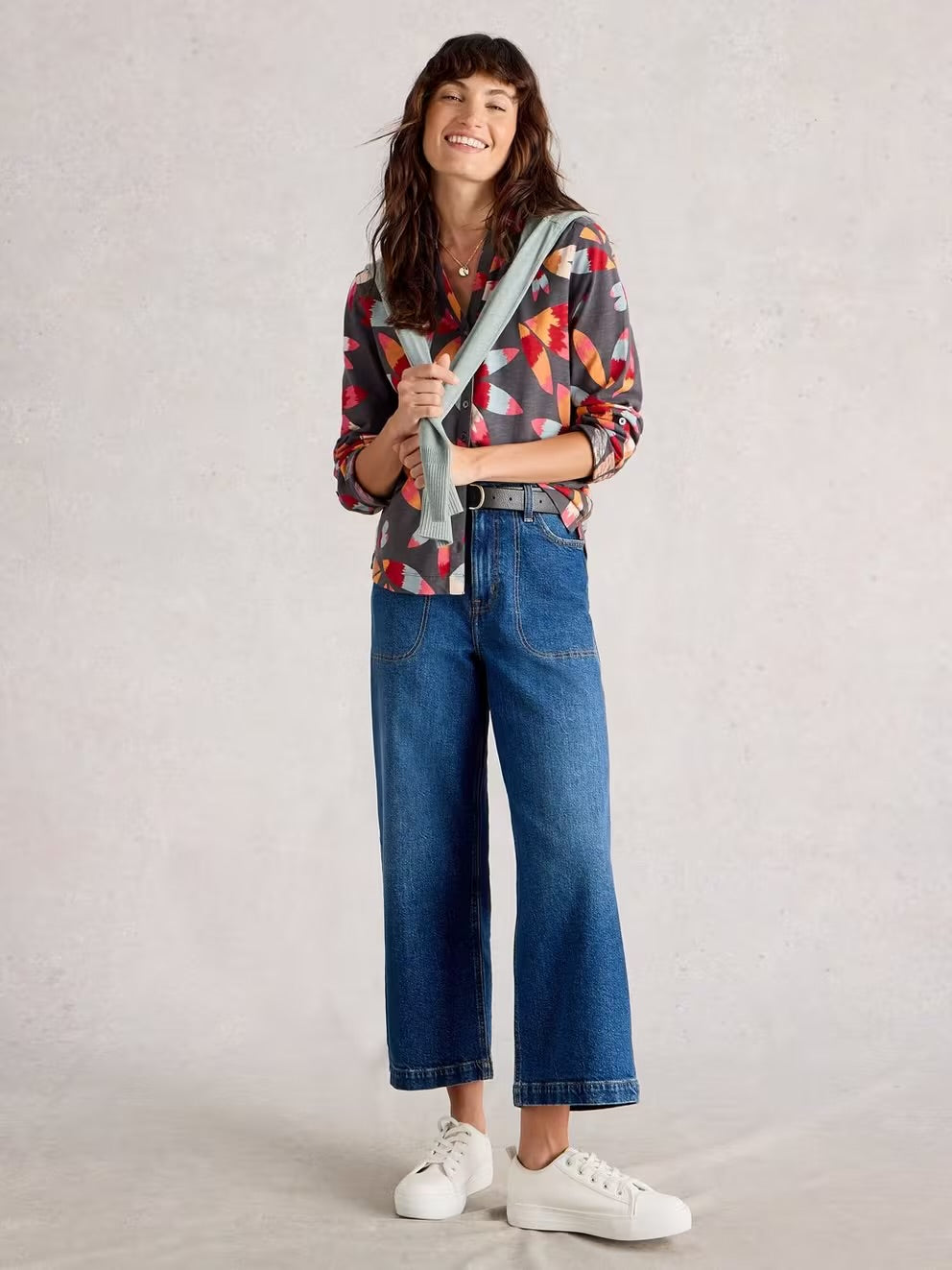 White Stuff Womens Annie Jersey Shirt 444334 Grey Multi Clothing UK8 / Multi,UK10 / Multi,UK12 / Multi,UK14 / Multi,UK16 / Multi,UK18 / Multi