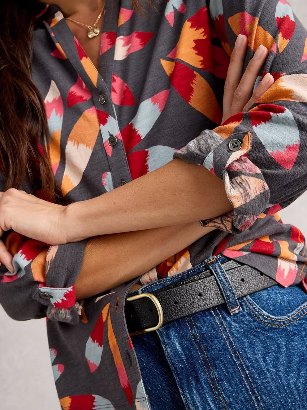 White Stuff Womens Annie Jersey Shirt 444334 Grey Multi Clothing UK8 / Multi,UK10 / Multi,UK12 / Multi,UK14 / Multi,UK16 / Multi,UK18 / Multi