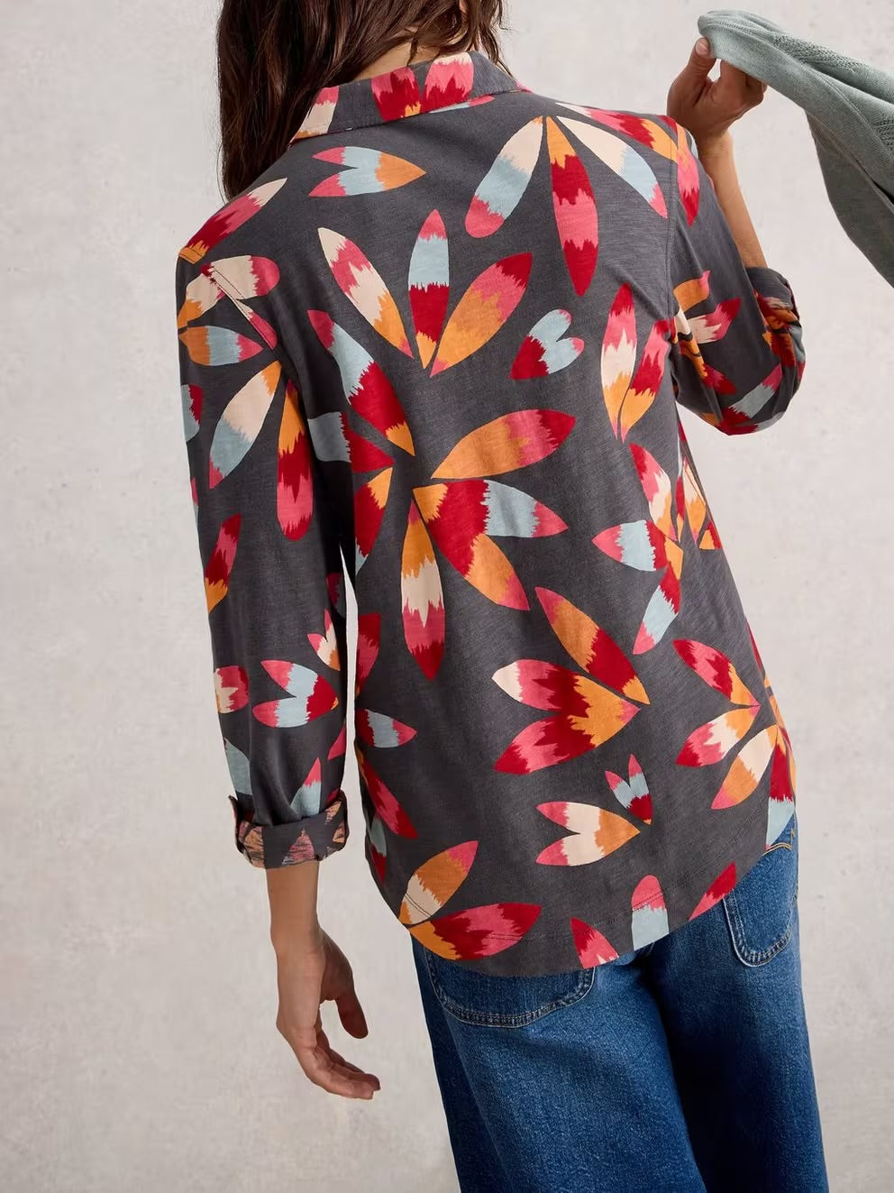 White Stuff Womens Annie Jersey Shirt 444334 Grey Multi Clothing UK8 / Multi,UK10 / Multi,UK12 / Multi,UK14 / Multi,UK16 / Multi,UK18 / Multi