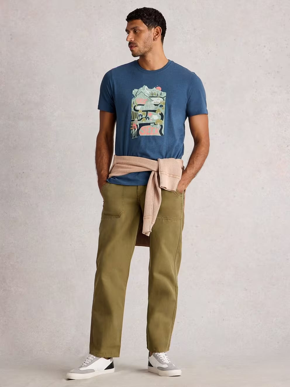 White Stuff Mens Abersoch Graphic T-Shirt Ride And Seek 444256 Clothing S / Blue,M / Blue,L / Blue,XL / Blue,XXL / Blue