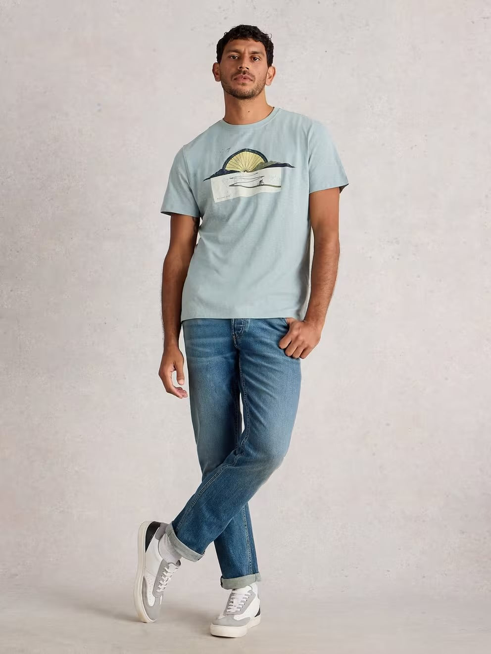 White Stuff Mens Abersoch Bike Sun T-Shirt 444247 Clothing S / Blue,M / Blue,L / Blue,XL / Blue,XXL / Blue