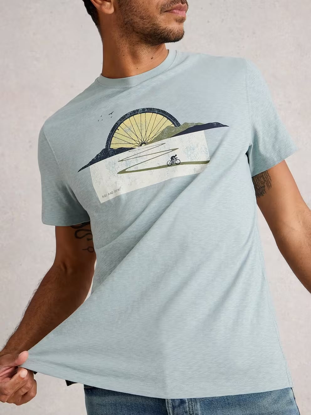 White Stuff Mens Abersoch Bike Sun T-Shirt 444247 Clothing S / Blue,M / Blue,L / Blue,XL / Blue,XXL / Blue