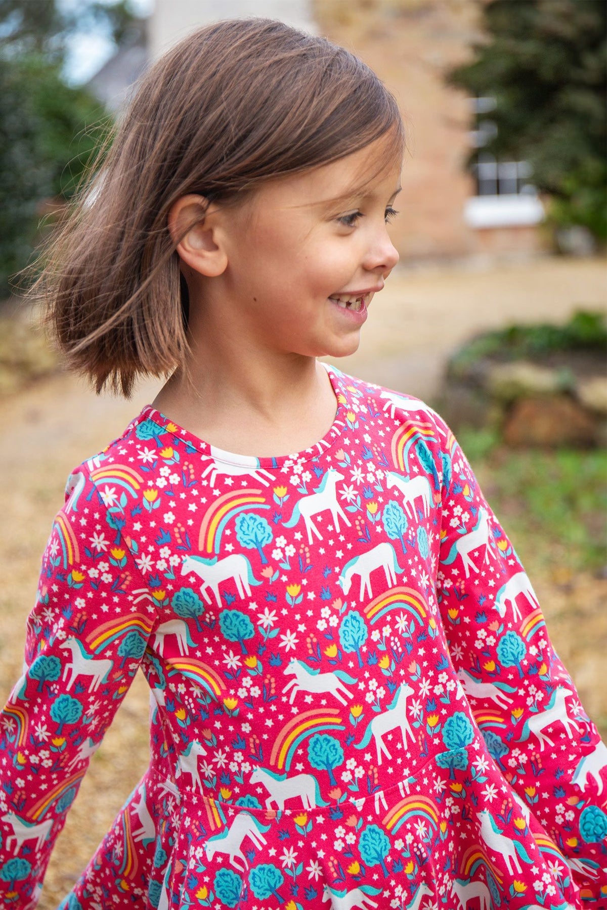 Frugi Sofia Skater Dress 500028A4wdhr Wild Horses Clothing 2-3YRS / Pink,3-4YRS / Pink,4-5YRS / Pink,5-6YRS / Pink,6-7YRS / Pink,7-8YRS / Pink,8-9YRS / Pink