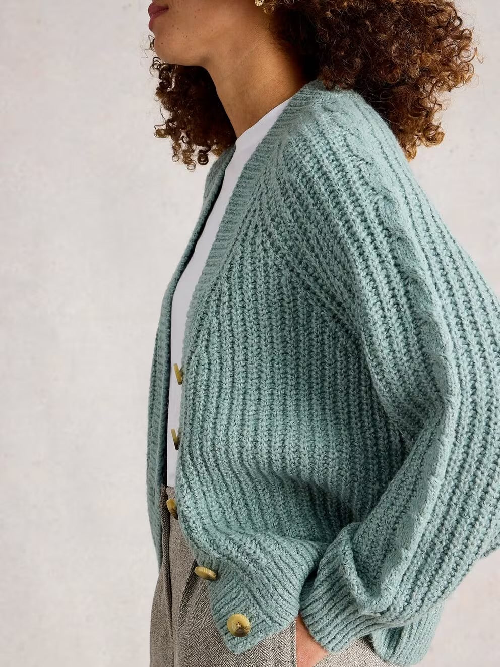 White Stuff Womens Sally Slub Cardigan 444064 Dusty Green Clothing UK8 / Green,UK10 / Green,UK12 / Green,UK14 / Green,UK16 / Green