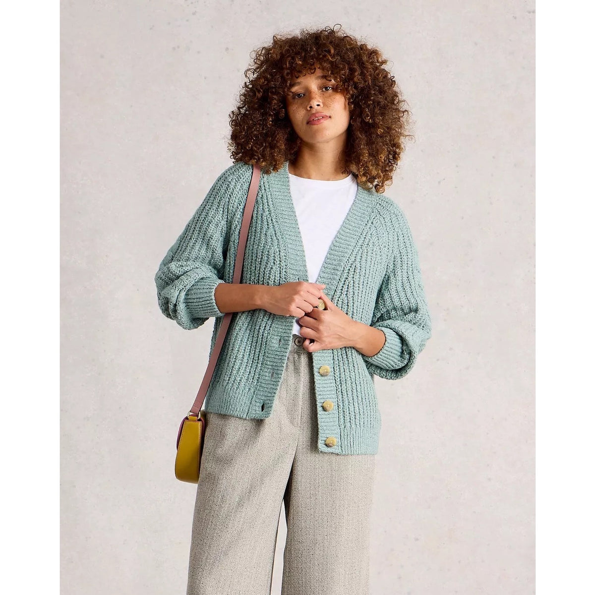 White Stuff Womens Sally Slub Cardigan 444064 Dusty Green Clothing UK8 / Green,UK10 / Green,UK12 / Green,UK14 / Green,UK16 / Green