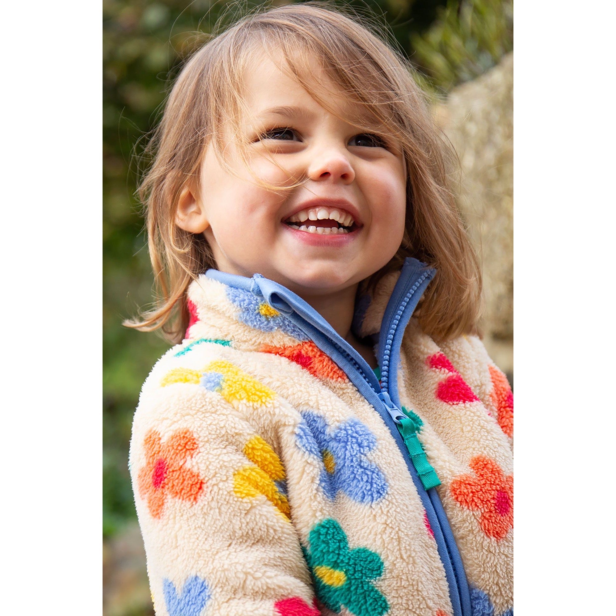 Frugi Infant Zipped Ted Fleece Flower Pop Clothing 12-18M / Multi,18-24M / Multi