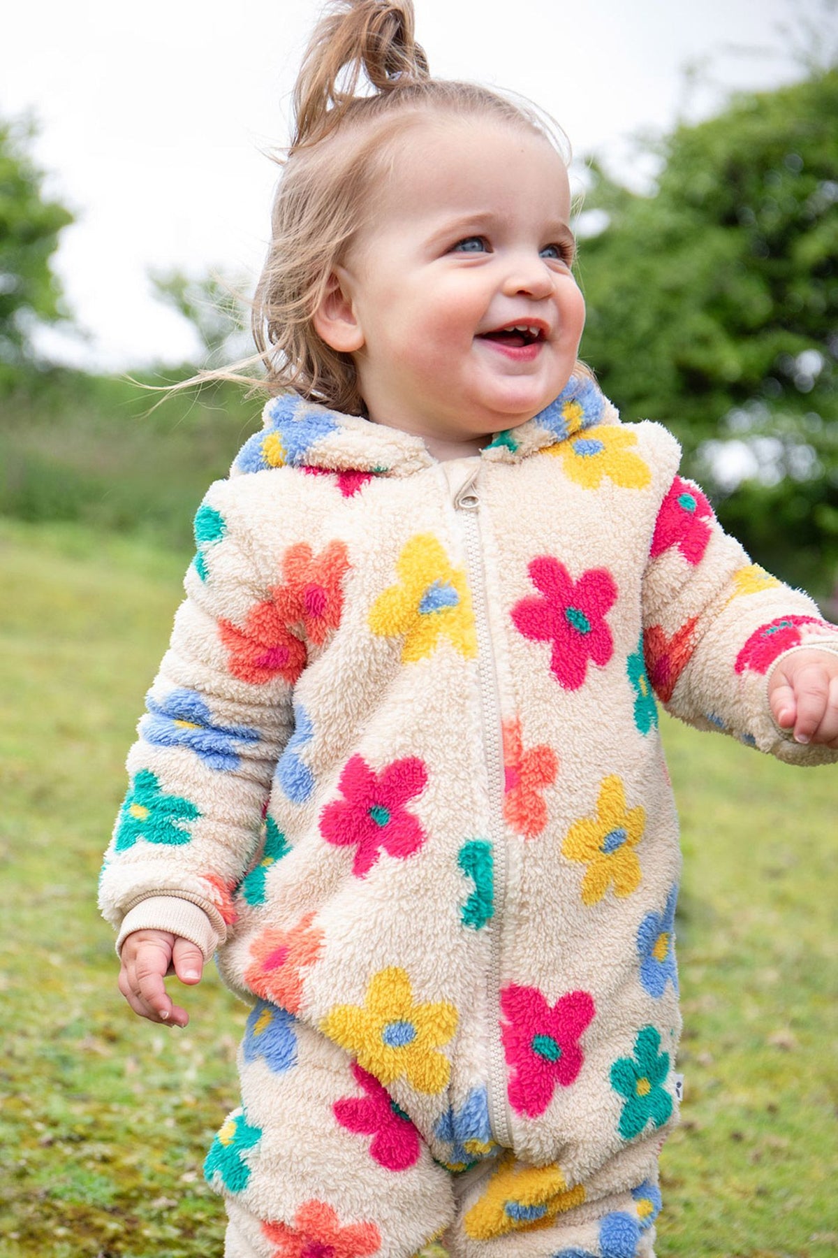 Frugi Cosy Ted Flower Pop Snugglesuit Clothing 3-6M / Multi,6-9M / Multi,9-12M / Multi,12-18M / Multi