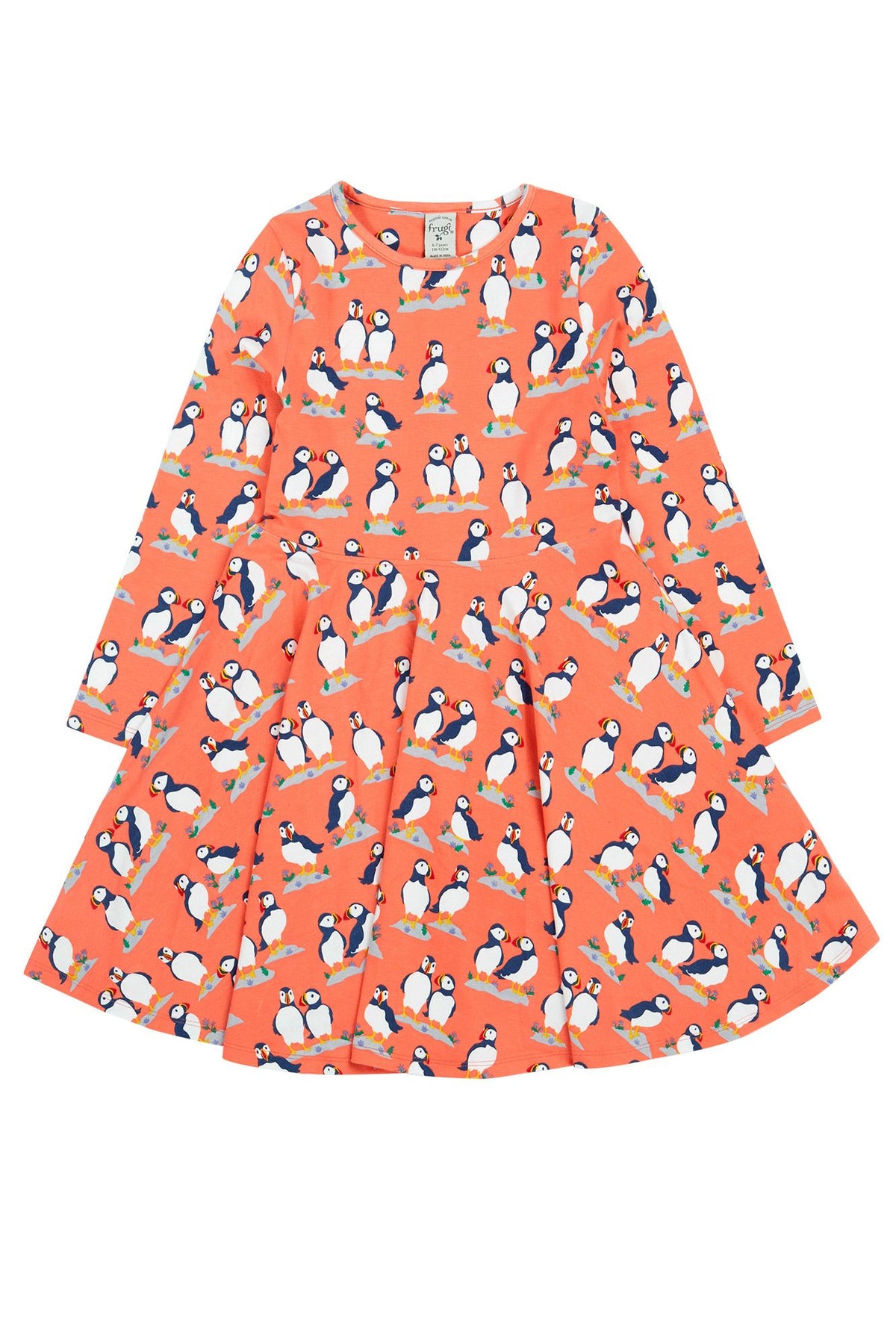 Frugi Sofia Skater Dress 500028A4pfpl Puffin Pals Clothing 4-5YRS / Coral,5-6YRS / Coral,6-7YRS / Coral,7-8YRS / Coral,8-9YRS / Coral