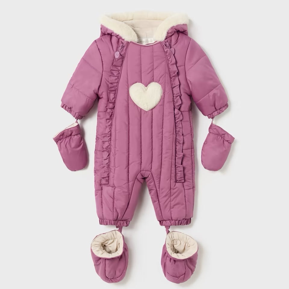 Mayoral Baby Pramsuit 2675 Redcurrant Heart Clothing 4-6M / Redcurrant,6-9M / Redcurrant,12M / Redcurrant,18M / Redcurrant