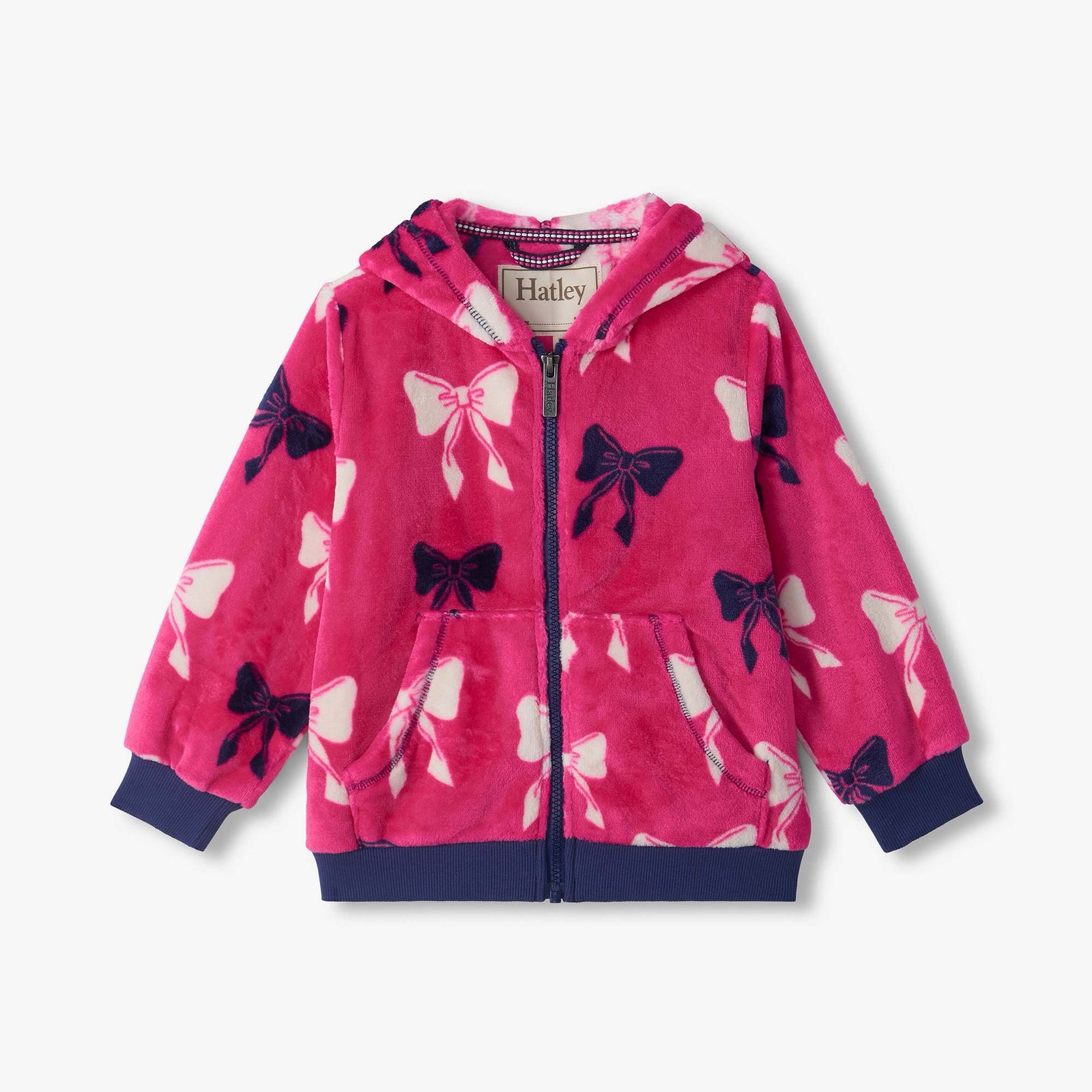Hatley Big Bows Zip Fleece F26bbk1551 Fuchsia Clothing 3YRS / Fuchsia,4YRS / Fuchsia,5YRS / Fuchsia,6YRS / Fuchsia