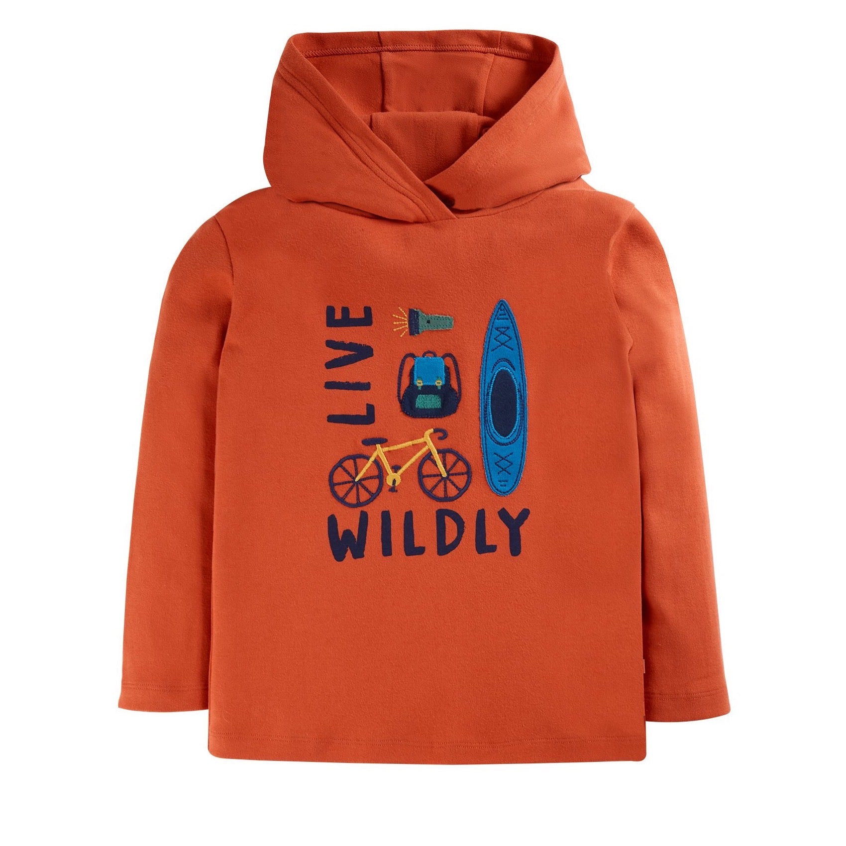 Frugi Campfire Hooded Top Live Wildly Clothing 4-5YRS / Orange,5-6YRS / Orange,6-7YRS / Orange,7-8YRS / Orange,8-9YRS / Orange