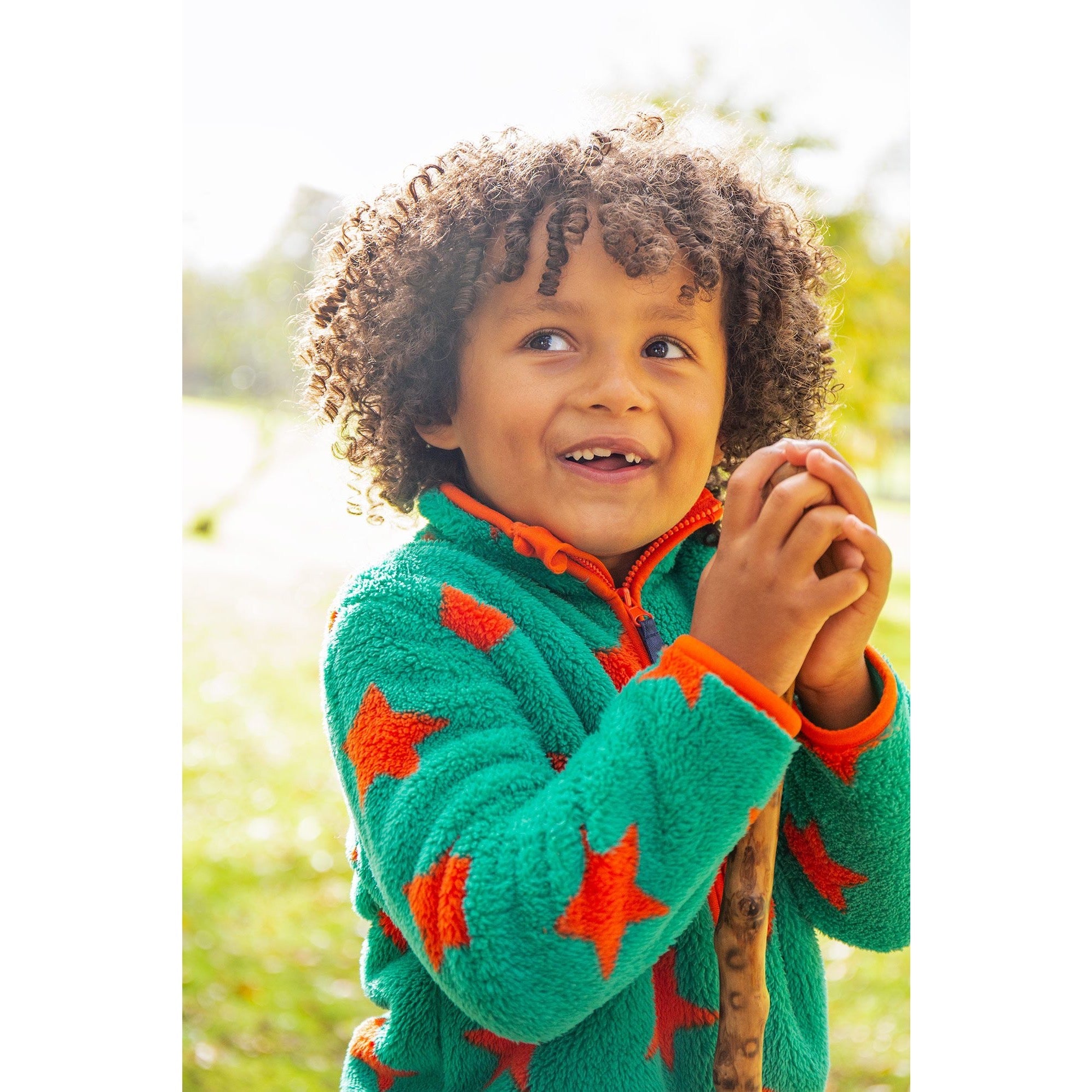 Frugi Zipped Ted Fleece Jacket Bonfire Stars Clothing 2-3YRS / Multi,3-4YRS / Multi,4-5YRS / Multi,5-6YRS / Multi,6-7YRS / Multi