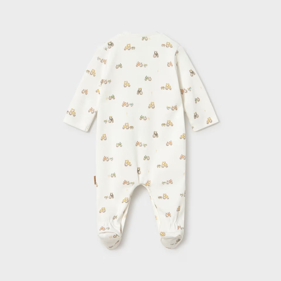 Mayoral Baby Sleepsuit 2767 Aop Tractors Clothing 0-1M / White,1-2M / White,2-4M / White,4-6M / White,6-9M / White