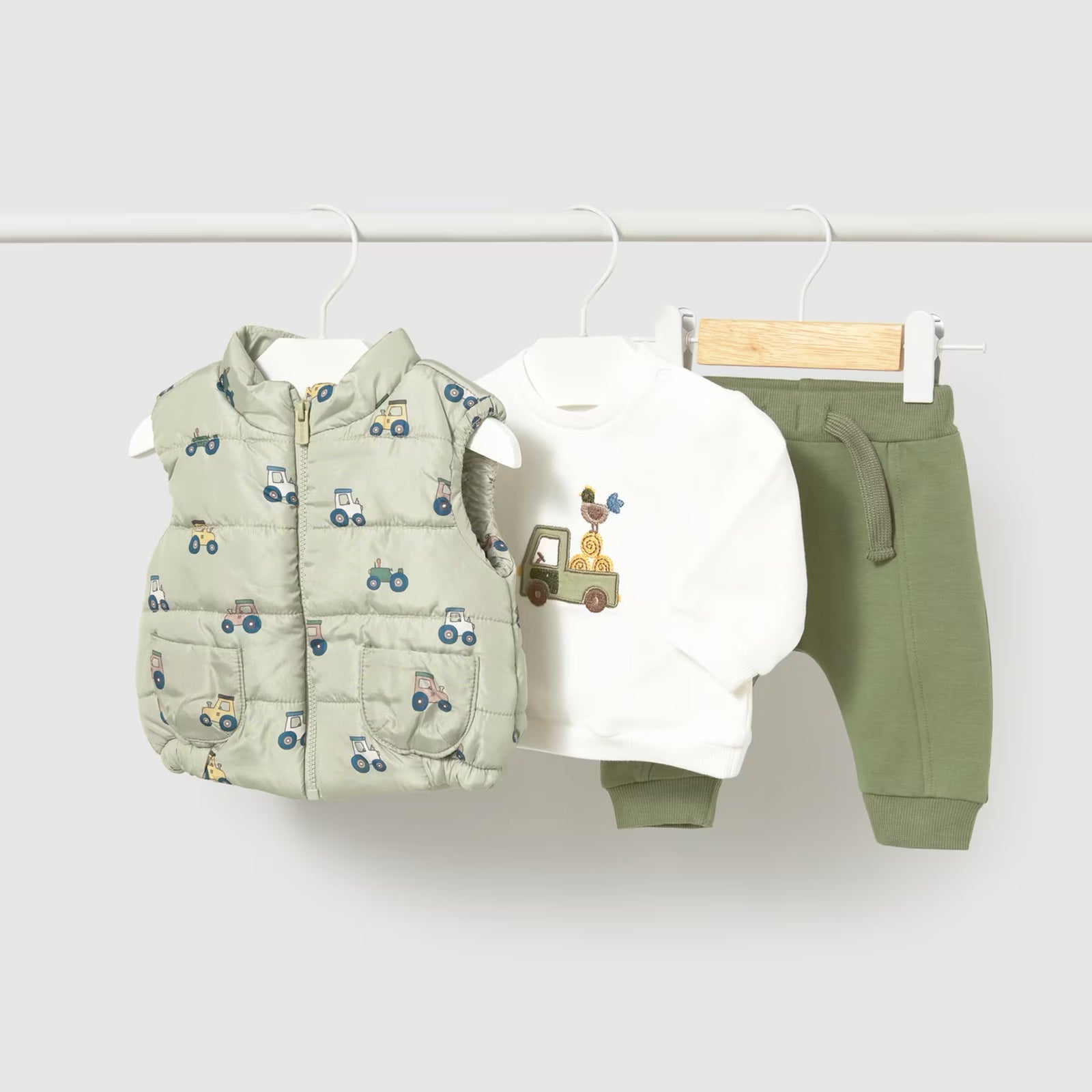 Mayoral Baby Boys 3 Piece Set 2683 Tractor Clothing 4-6M / Green,6-9M / Green,12M / Green