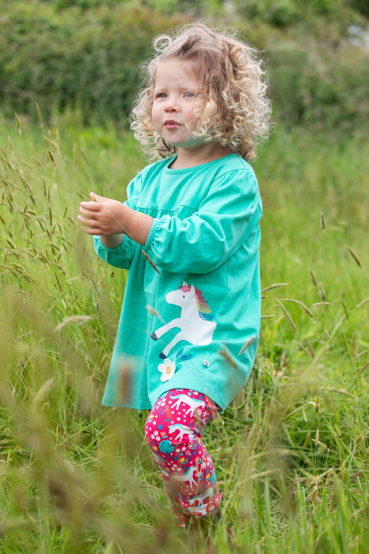 Frugi Tilly Outfit 500016A4pawh Wild Horses Clothing 2-3YRS / Aqua,3-4YRS / Aqua,4-5YRS / Aqua