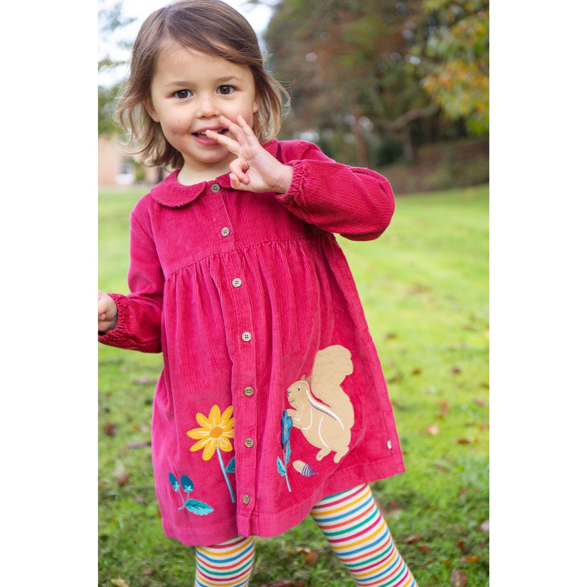 Frugi Coco Cord Dress 500148A4lbsq Squirrel Clothing 2-3YRS / Pink,3-4YRS / Pink,4-5YRS / Pink,5-6YRS / Pink