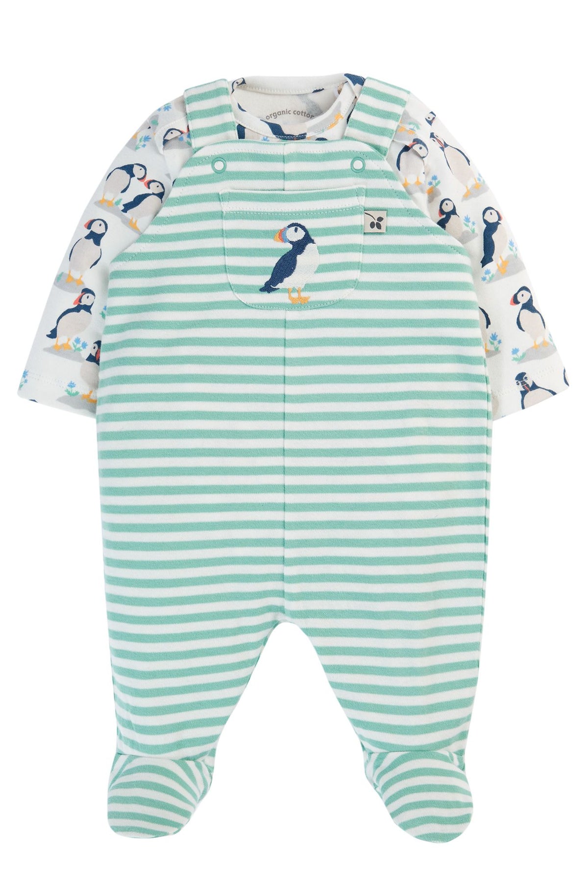 Frugi Puffin Dungaree Gift Set 500121A4ppms Clothing NEWBORN / Seagrass,0-3M / Seagrass,3-6M / Seagrass,6-9M / Seagrass