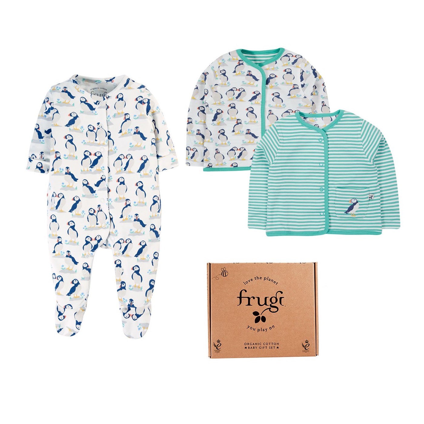 Frugi Adorable Baby Gift Set 500183A4ppms Puffins Clothing NEWBORN / Seagrass,0-3M / Seagrass,3-6M / Seagrass,6-9M / Seagrass