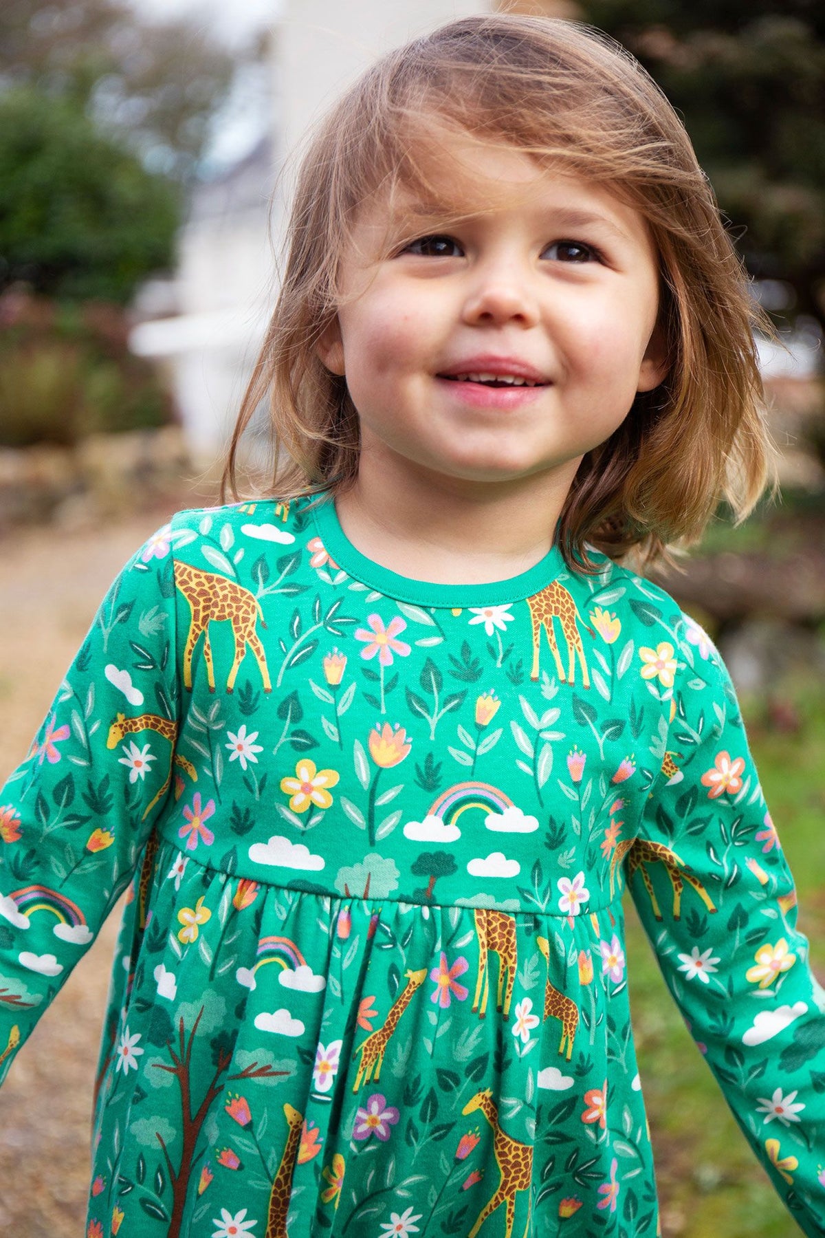 Frugi Dani Dress 500138A4atog Giraffes Clothing 2-3YRS / Multi,3-4YRS / Multi,4-5YRS / Multi,5-6YRS / Multi,6-7YRS / Multi
