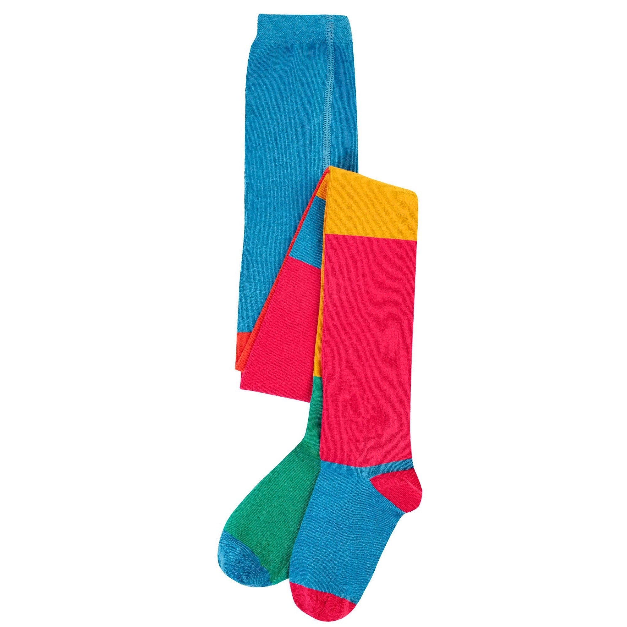 Frugi Norah Tights 500065A4dwcb Deep Water Colour Block Clothing 2-4YRS / Multi,4-6YRS / Multi,6-8YRS / Multi,8-10YRS / Multi