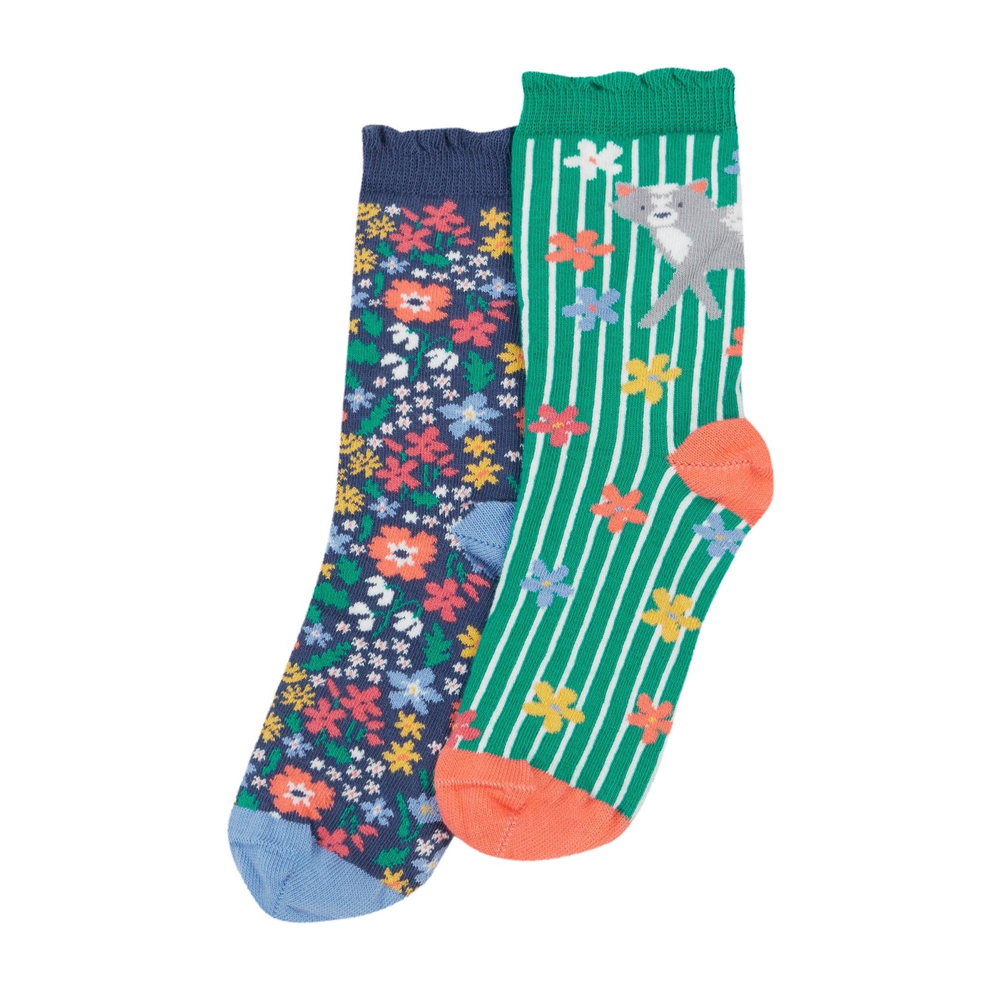 Frugi 2 Pack Frill Socks 500116A4gopk Outside Clothing UK6-8 / Multi,UK9-12 / Multi,UK13-2 / Multi