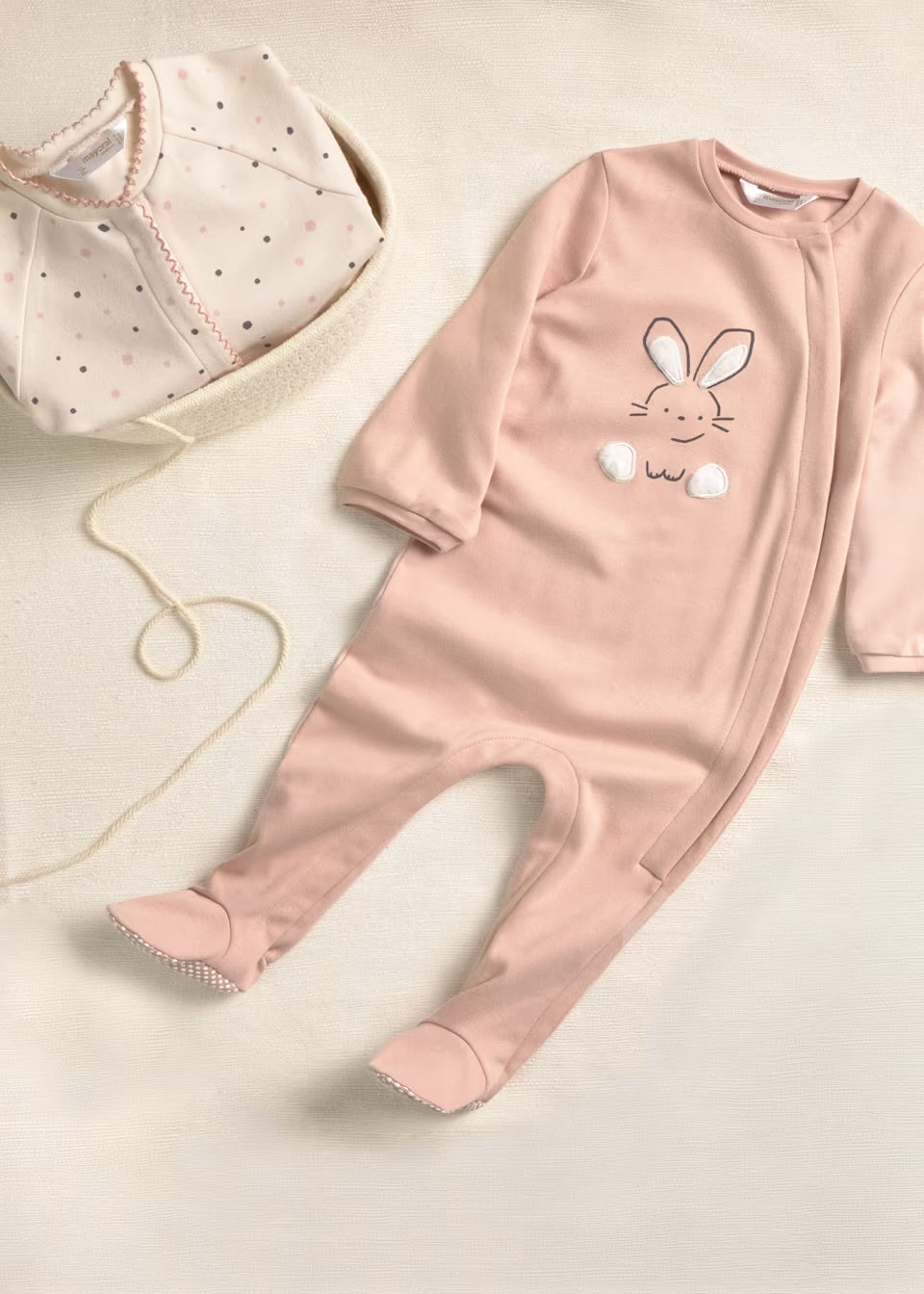 Mayoral Baby Sleepsuit 2751 Pale Pink Bunny Ears And Feet Clothing 0-1M / Pink,1-2M / Pink,2-4M / Pink,4-6M / Pink,6-9M / Pink