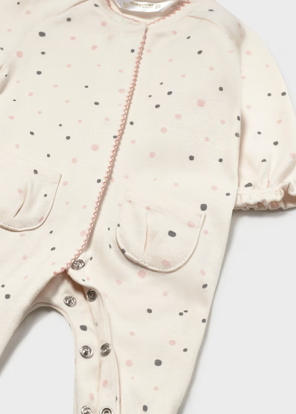 Mayoral Baby Sleepsuit 2751 Pink Spot Clothing 0-1M / White,1-2M / White,2-4M / White,4-6M / White,6-9M / White