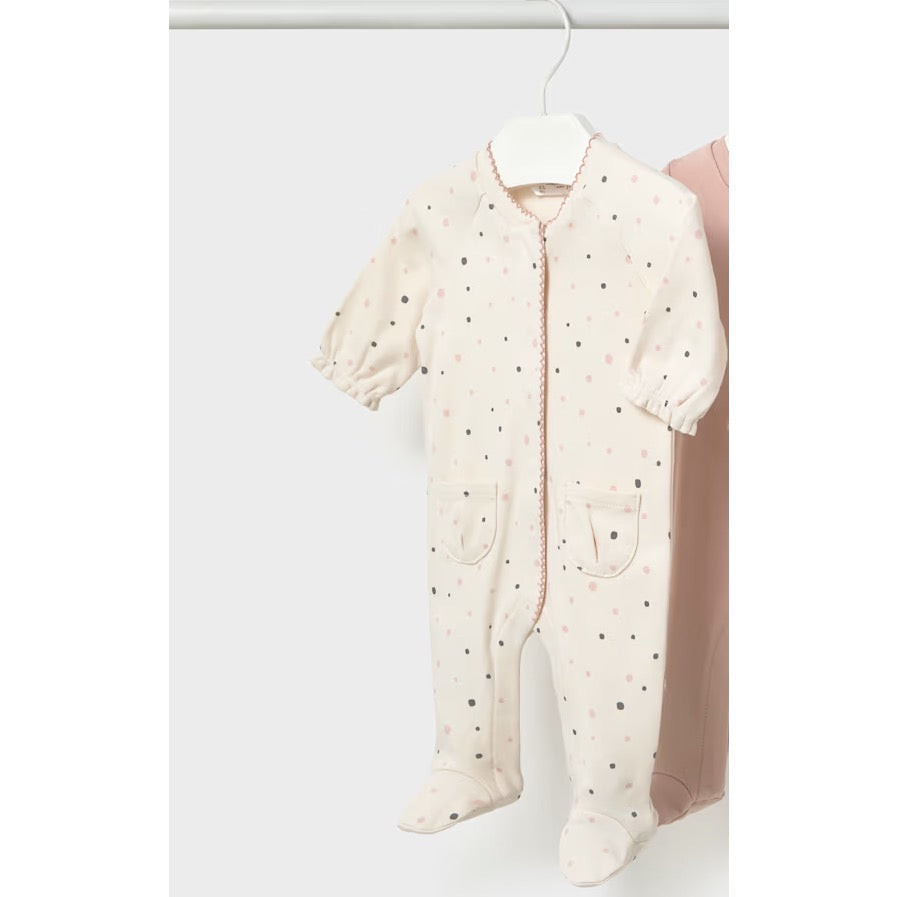 Mayoral Baby Sleepsuit 2751 Pink Spot Clothing 0-1M / White,1-2M / White,2-4M / White,4-6M / White,6-9M / White