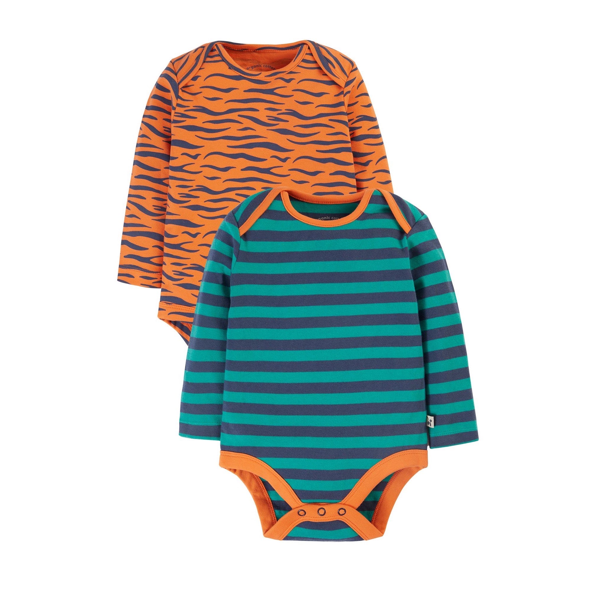 Frugi 2 Pack Bodysuits 500024A4tgis Tiger Stripe Clothing 3-6M / Multi,6-9M / Multi,9-12M / Multi,12-18M / Multi