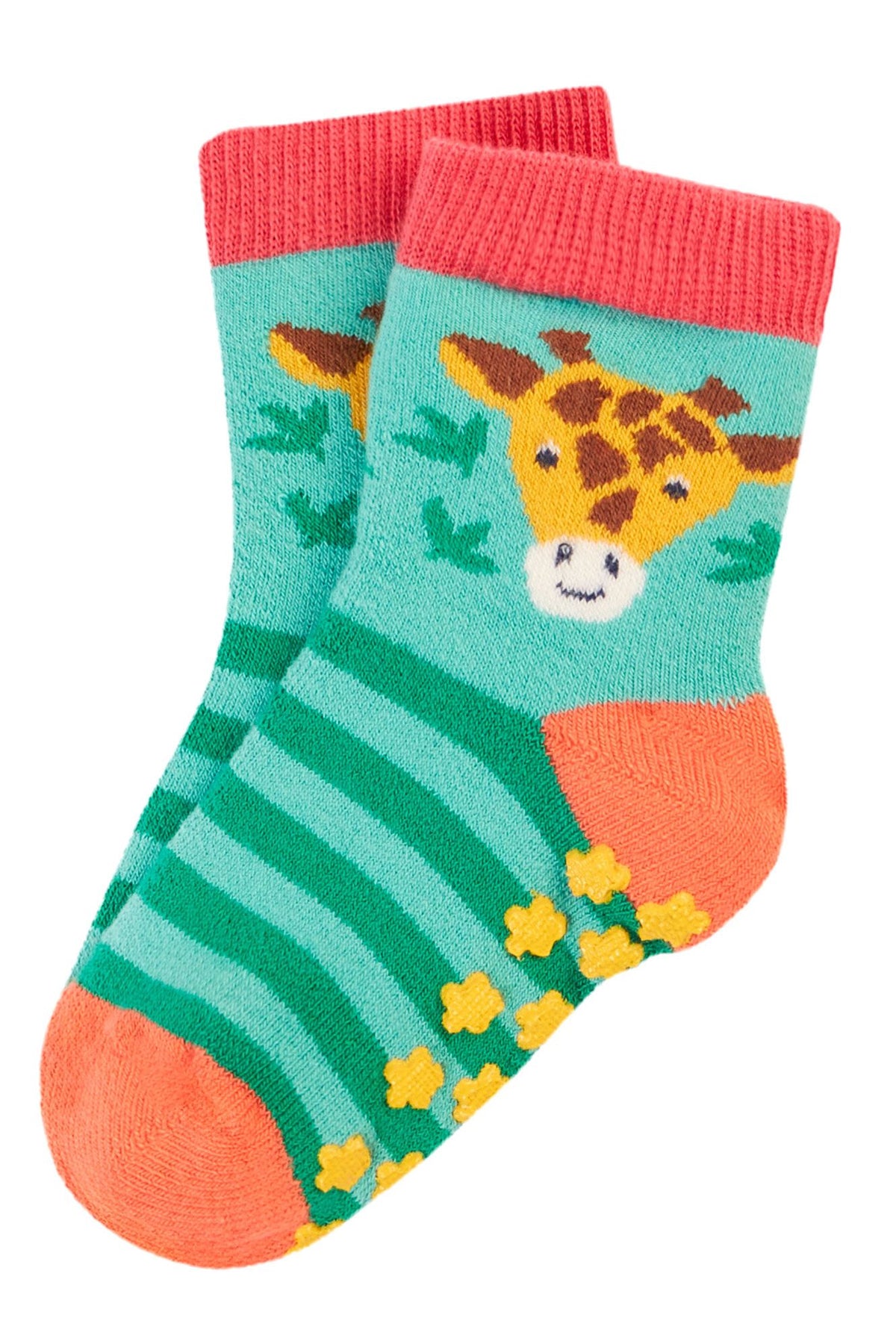 Frugi 2 Pack Grippy Socks 500114A4gfpk Giraffe Clothing 0-6M / Multi,6-12M / Multi,1-2YRS / Multi,2-4YRS / Multi