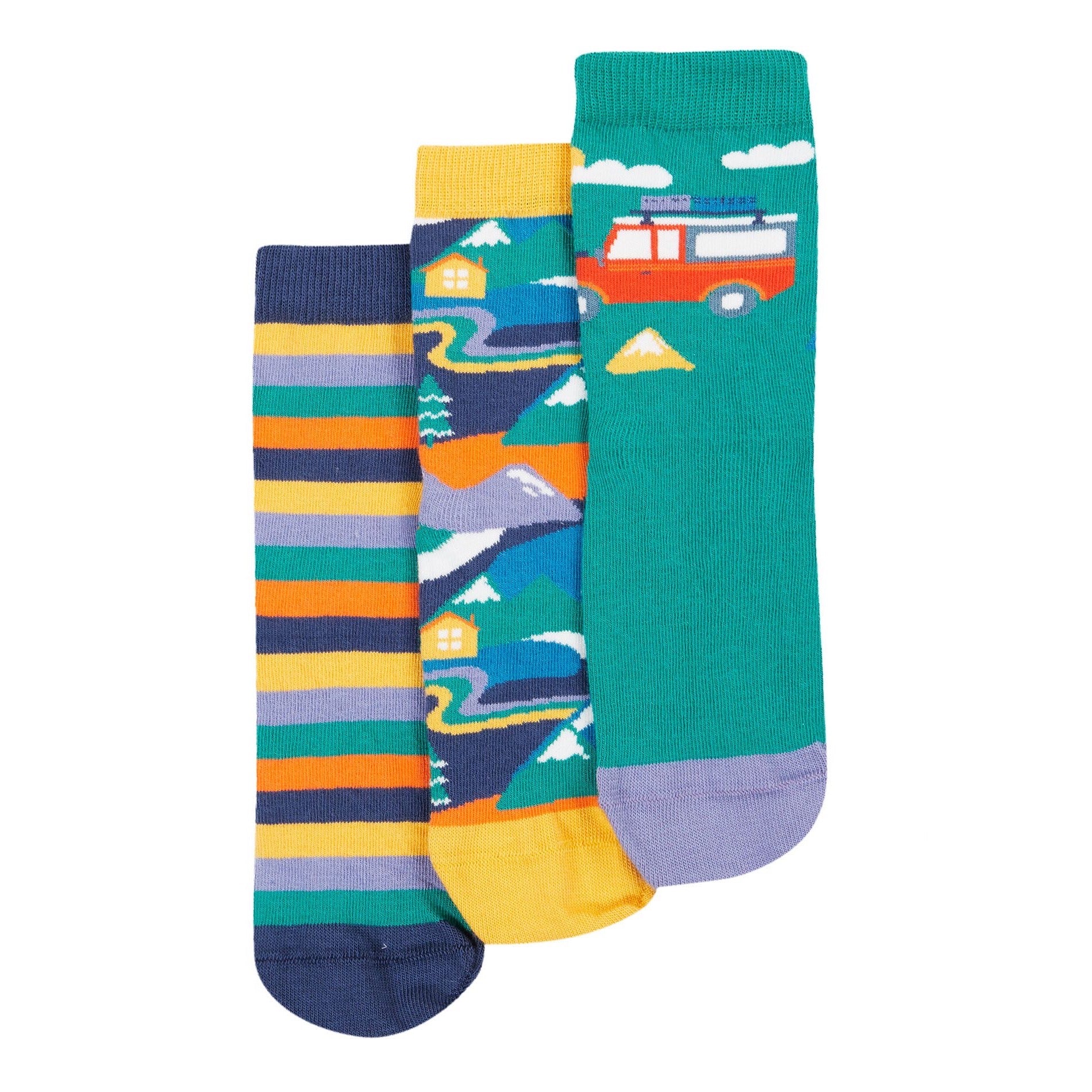 Frugi 3 Pack Socks 500038A4aamp Alpine Adventures Clothing UK6-8 / Multi,UK9-12 / Multi,UK13-2 / Multi