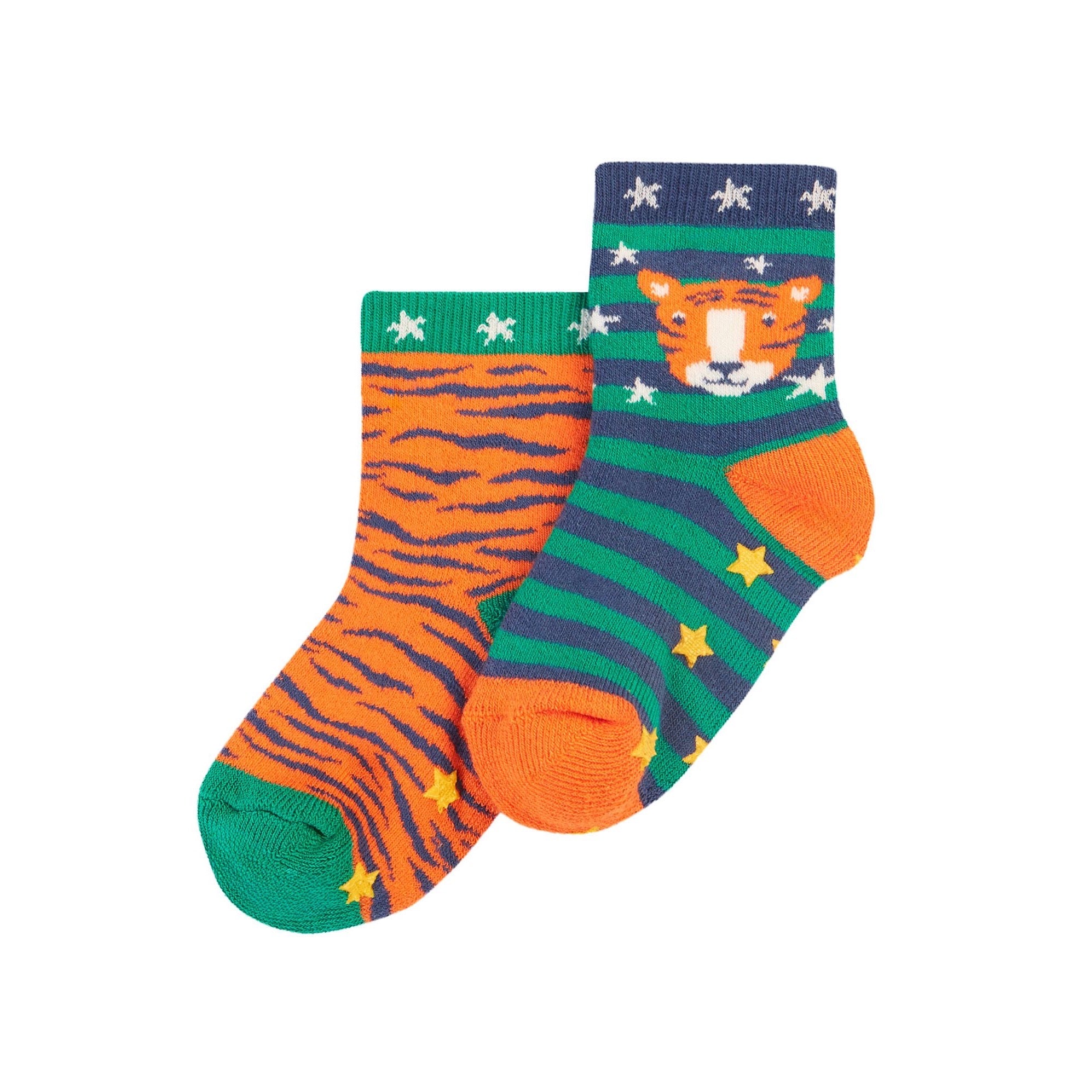 Frugi 2 Pack Grippy Socks 500114A4tgpk Tiger Clothing 0-6M / Multi,6-12M / Multi,1-2YRS / Multi,2-4YRS / Multi