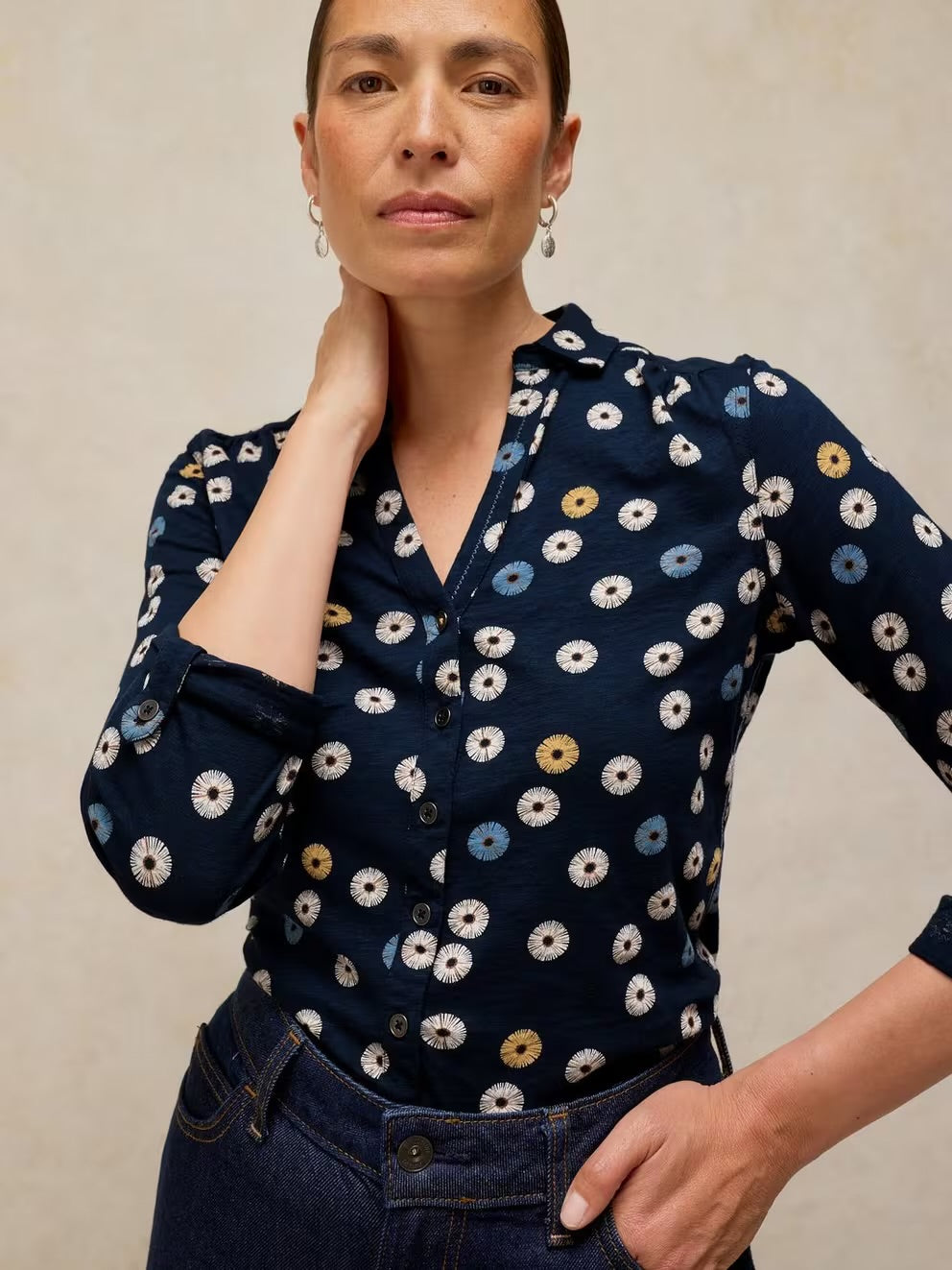 White Stuff Annie Shirt 447101 Navy Print