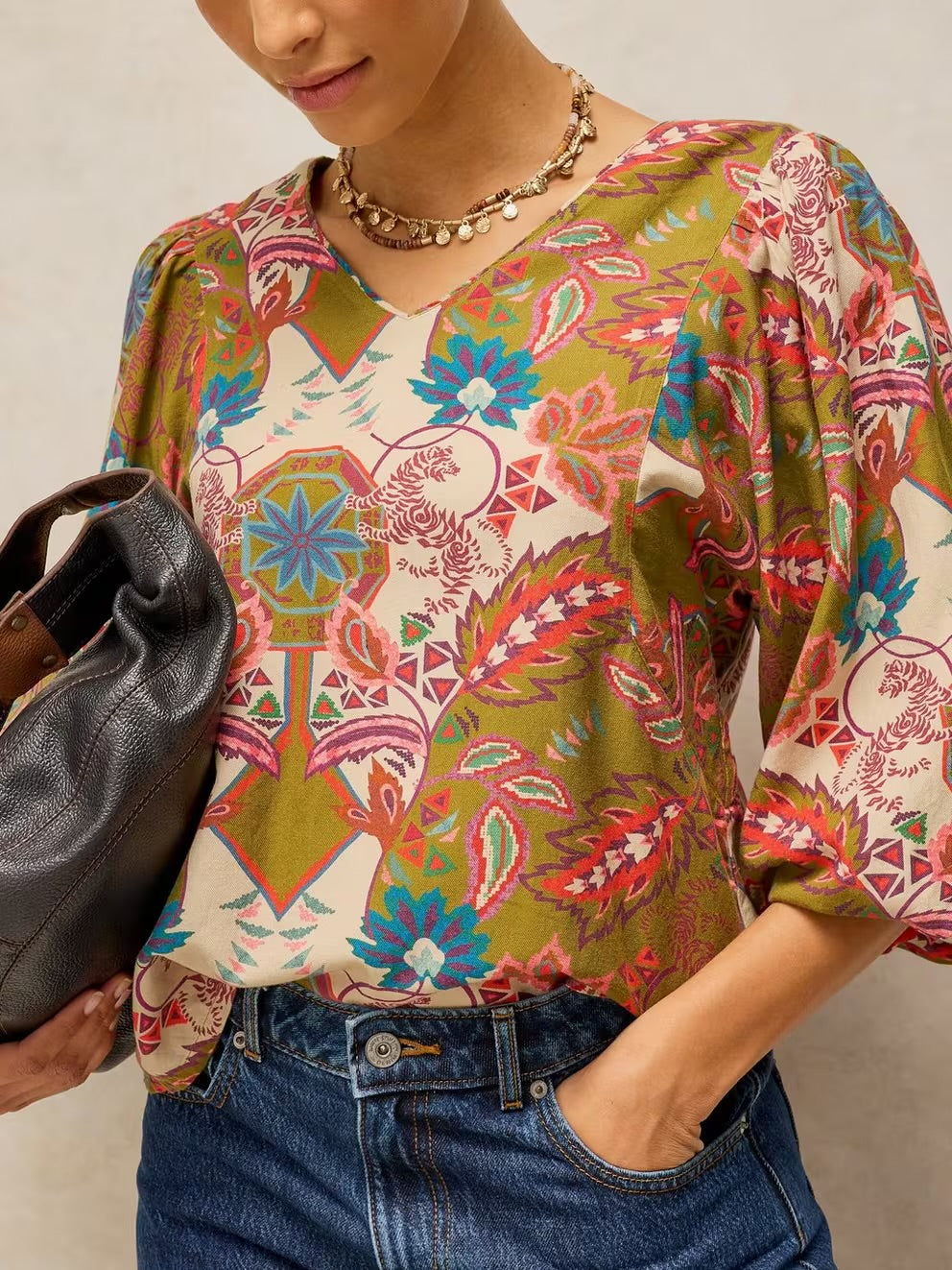 White Stuff Womens Matilda Top 447010 Chartreuse Print
