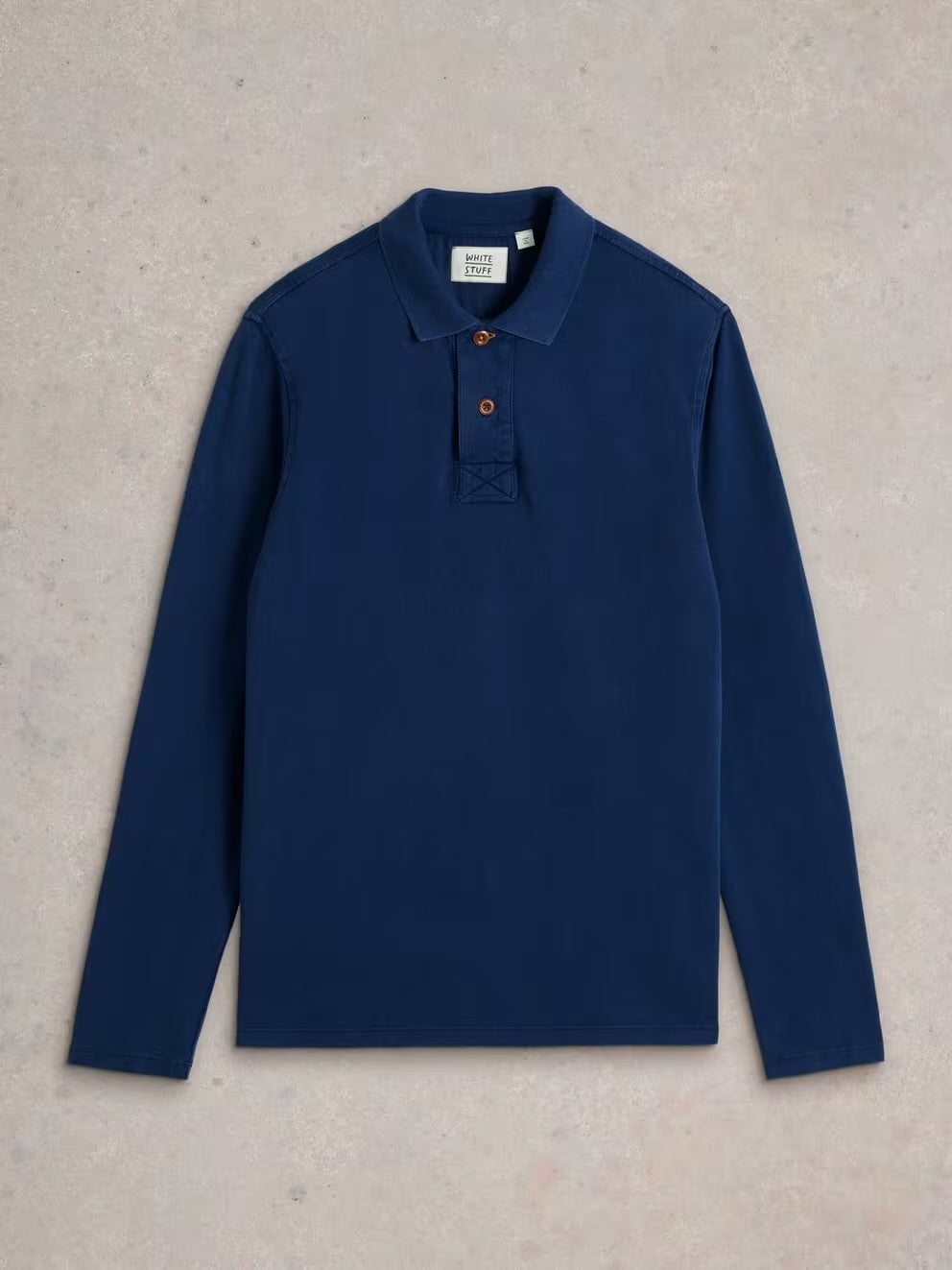 White Stuff Mens Long Sleeve Utility Polo Shirt 444412 Deep Blue Clothing M / Blue,L / Blue,XL / Blue,XXL / Blue