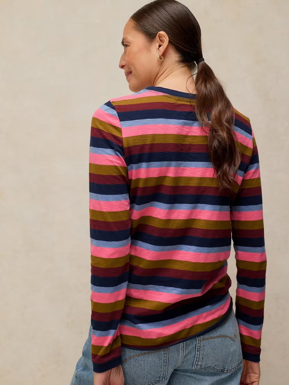 White Stuff Womens Clara T-Shirt 447079 Pink Multi Stripe