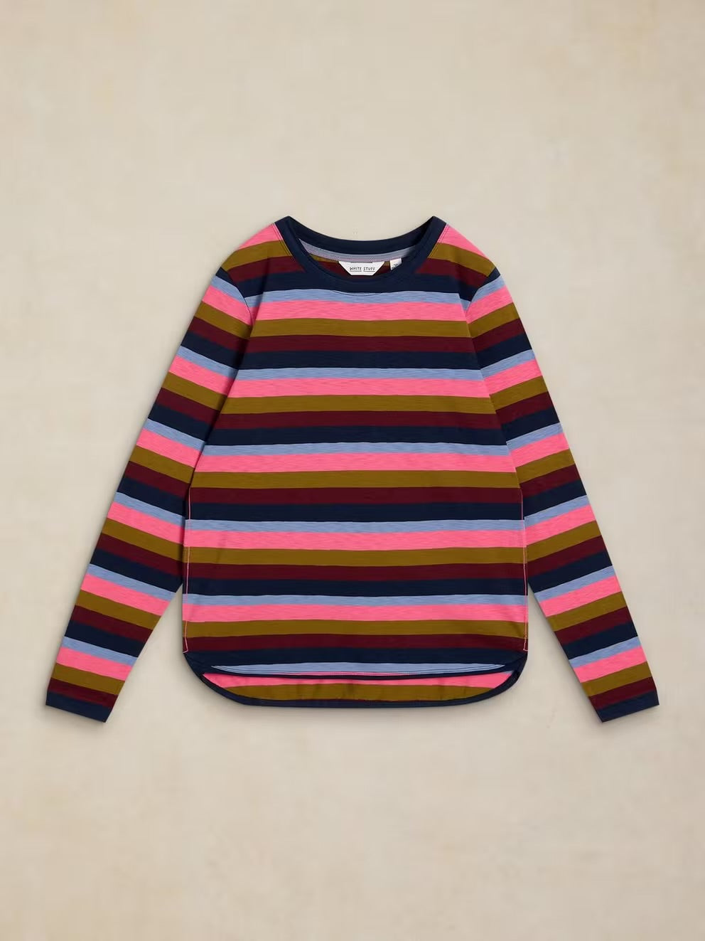 White Stuff Womens Clara T-Shirt 447079 Pink Multi Stripe