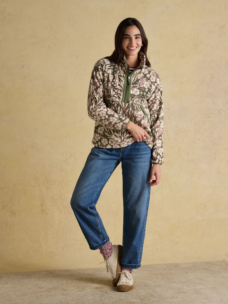 Joules Womens Olivia Fleece Am8435 Olive Floral Clothing UK8 / Olive,UK10 / Olive,UK12 / Olive,UK14 / Olive,UK16 / Olive