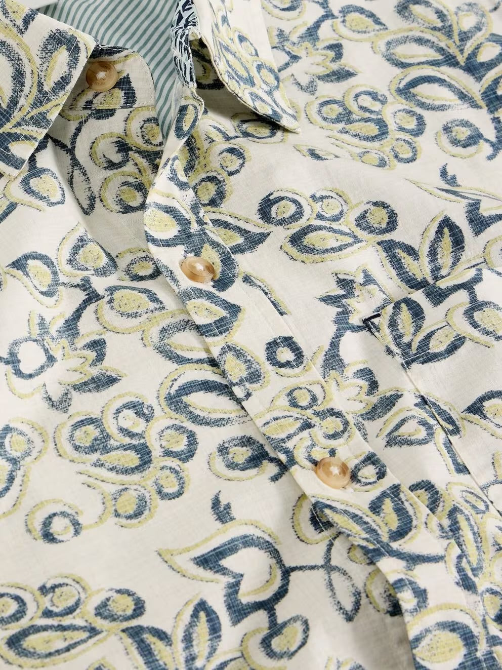 White Stuff Mens Finsbury Flower Print Shirt 444407 Natural Clothing M / Natural,L / Natural,XL / Natural,XXL / Natural