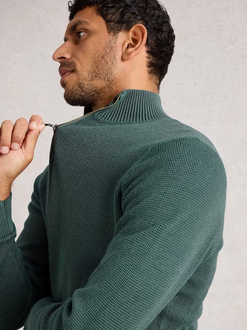 White Stuff Mens Attadale Quarter Zip 444301 Dark Green Clothing M / Green,L / Green,XL / Green,XXL / Green