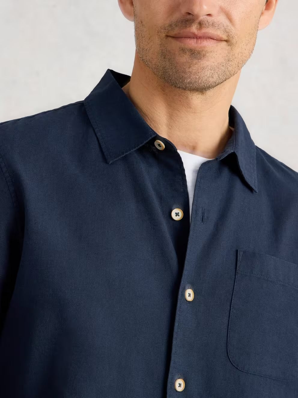 White Stuff Mens Ely Linen Shirt 443926 Dark Navy Clothing M / Navy,L / Navy,XL / Navy,XXL / Navy
