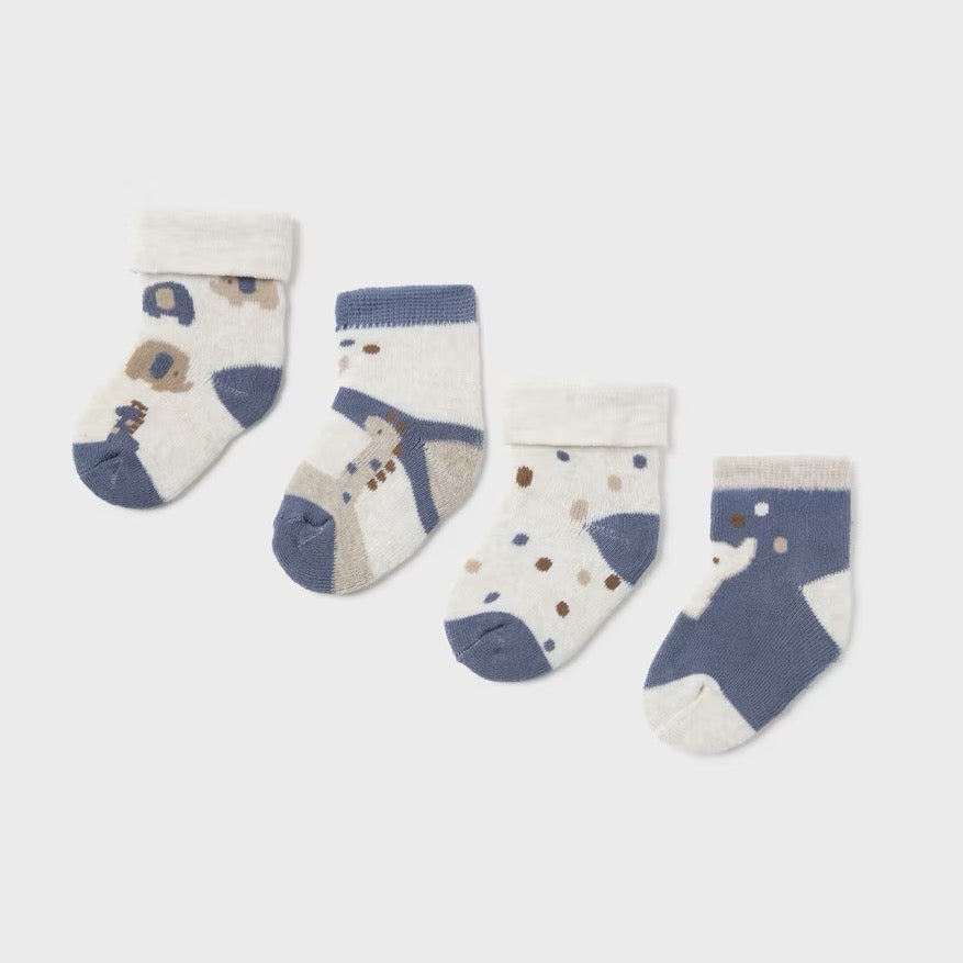 Mayoral 4 Pack Baby Socks 9759 Ele Giraffe Clothing 3M / Indigo