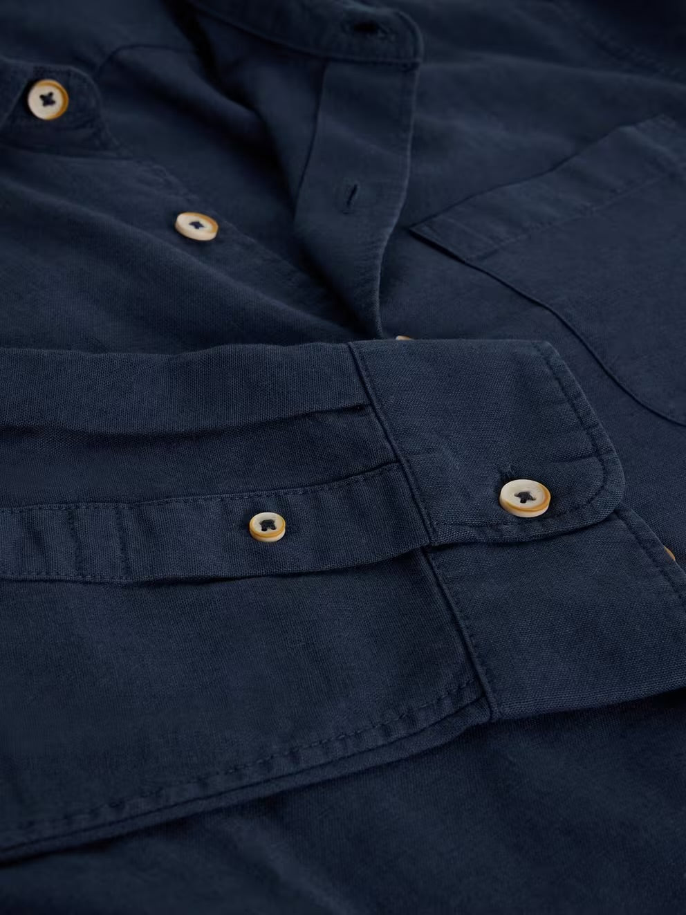 White Stuff Mens Ely Linen Shirt 443926 Dark Navy Clothing M / Navy,L / Navy,XL / Navy,XXL / Navy