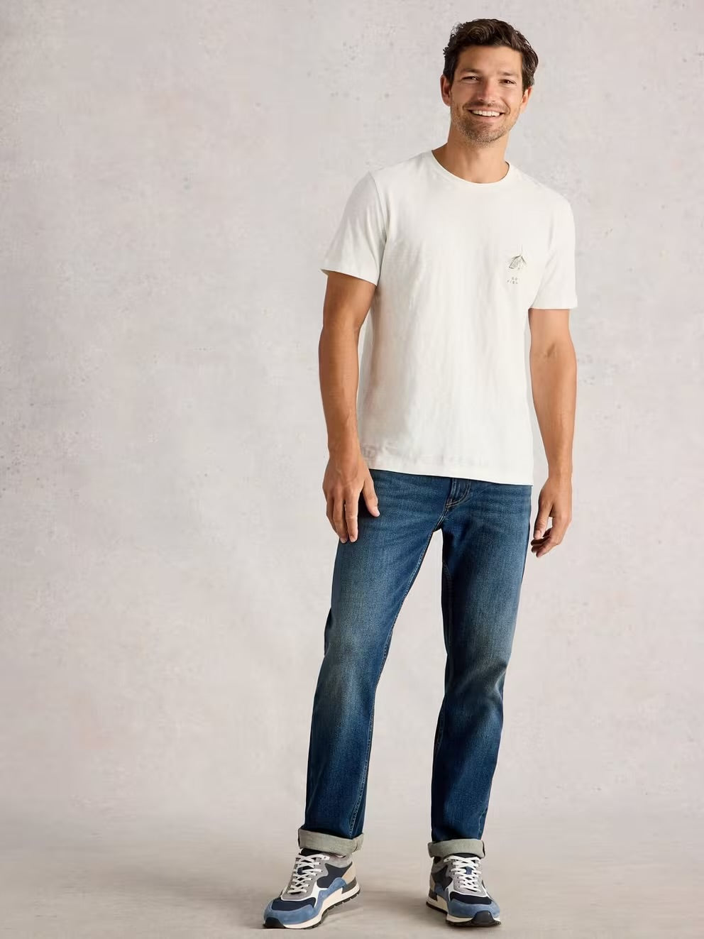 White Stuff Mens Abersoch Graphic T-Shirt 444250 Gone Fishing Clothing M / White,L / White,XL / White,XXL / White