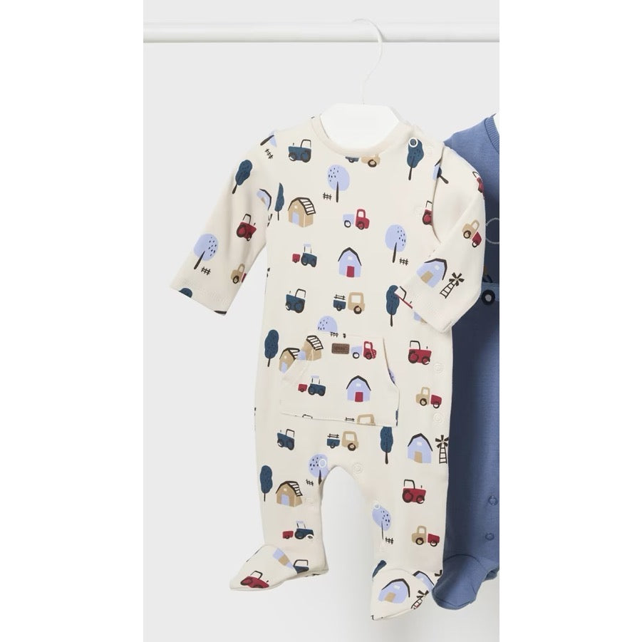 Mayoral Baby Boys Sleepsuit 2796 Cream Vehicles Clothing 0-1M / Cream,1-2M / Cream,2-4M / Cream,4-6M / Cream,6-9M / Cream