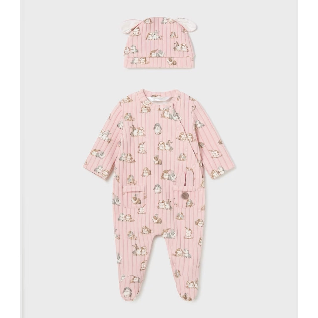 Mayoral Baby Girls Sleepsuit Set 2790 Pink Bunny Clothing 0-1M / Pink,1-2M / Pink,2-4M / Pink,4-6M / Pink,6-9M / Pink