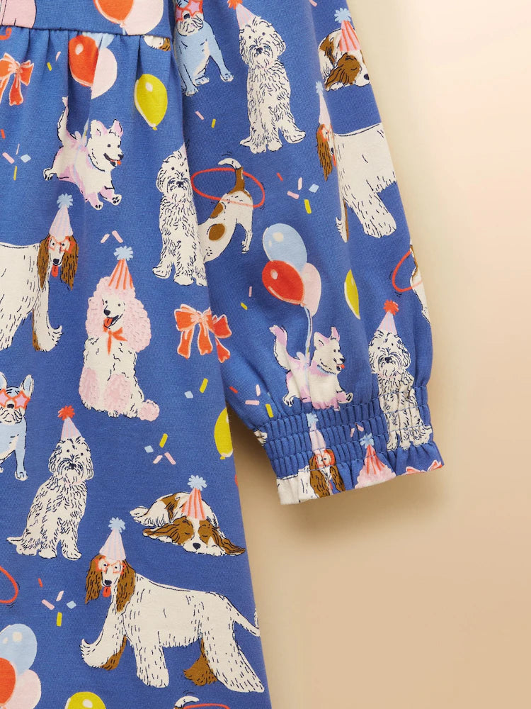 Joules Girls Hampton Dress An2937 Blue Dogs Clothing 2YRS / Blue,3YRS / Blue,4YRS / Blue,5YRS / Blue,6YRS / Blue,8YRS / Blue