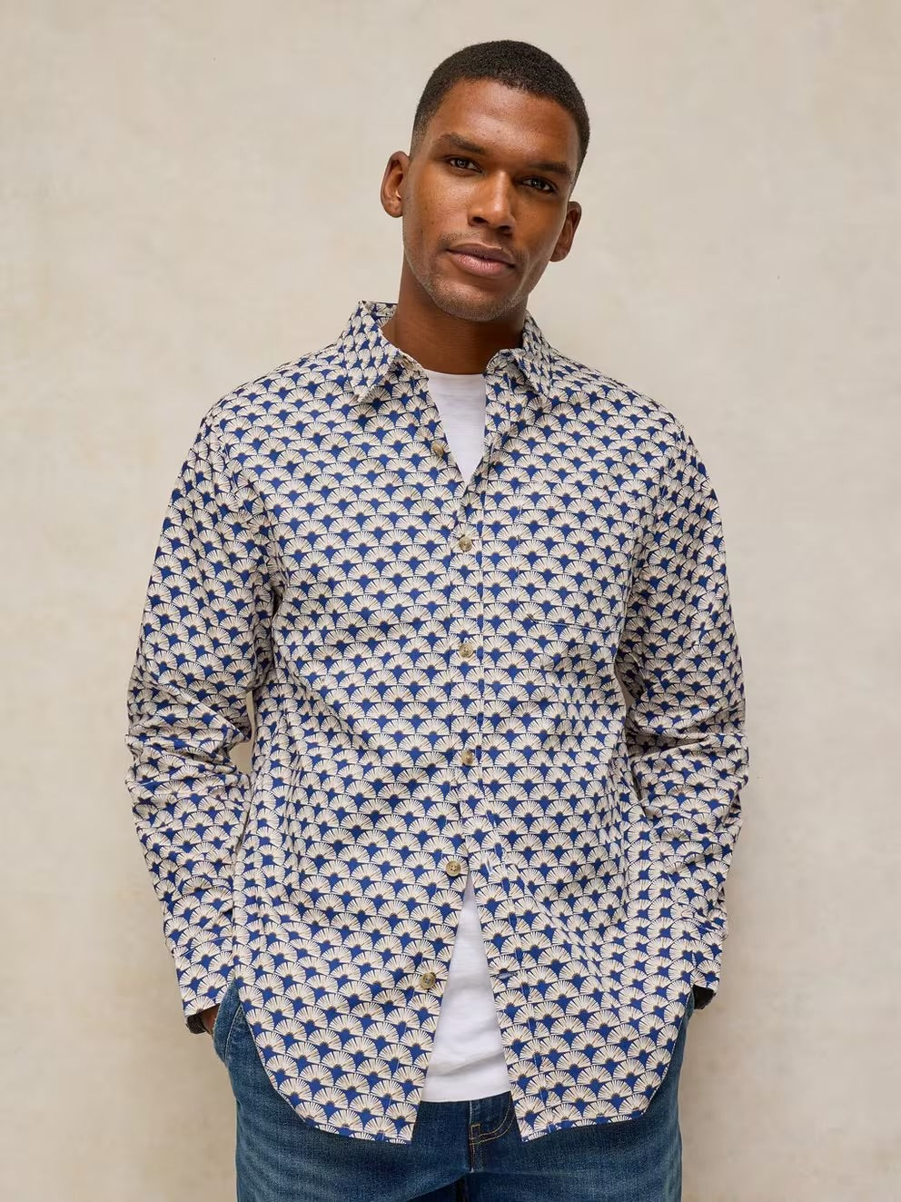 White Stuff Mens Finsbury Shirt 446964 Blue Print Clothing S / Blue,M / Blue,L / Blue,XL / Blue,XXL / Blue