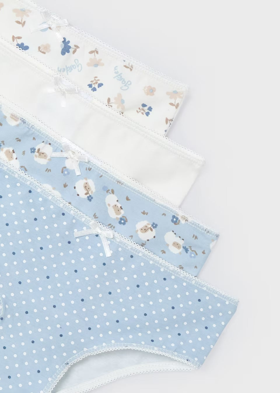 Mayoral Girls 4 Pack Underwear 10791 Sky Blue Sheep Clothing 4YRS / Sky Blue,6YRS / Sky Blue,8YRS / Sky Blue,10YRS / Sky Blue,12YRS / Sky Blue